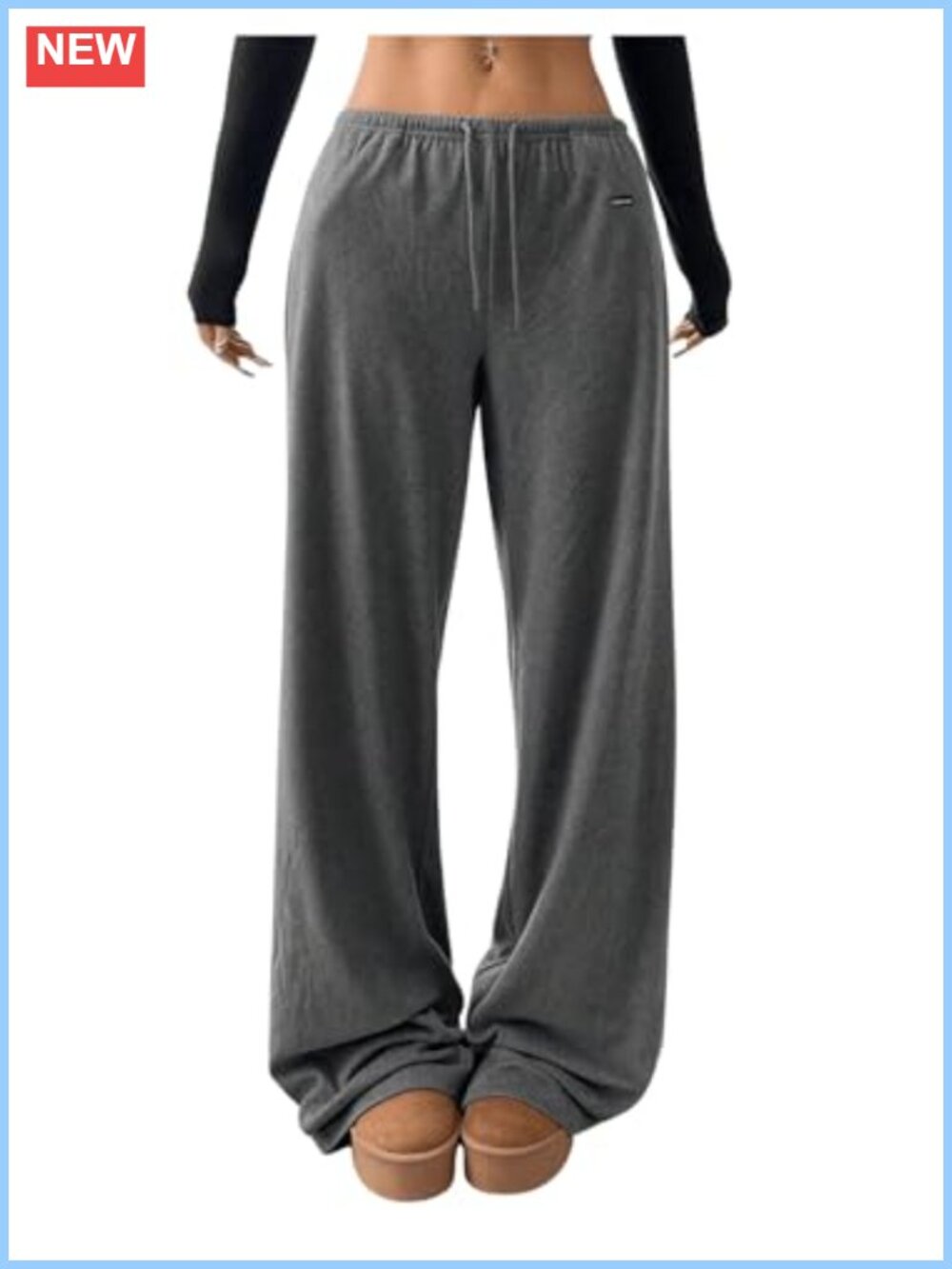 Drawstring Sweatpants Low Rise Baggy Wide Leg Pants with Pockets
